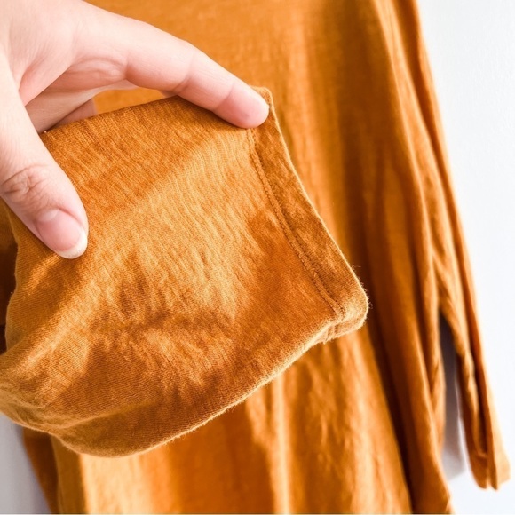 Yellow Gold Cotton 3/4 Sleeve Scoop Neck Cut Out Twist Keyhole Back Large - Picture 3 of 5